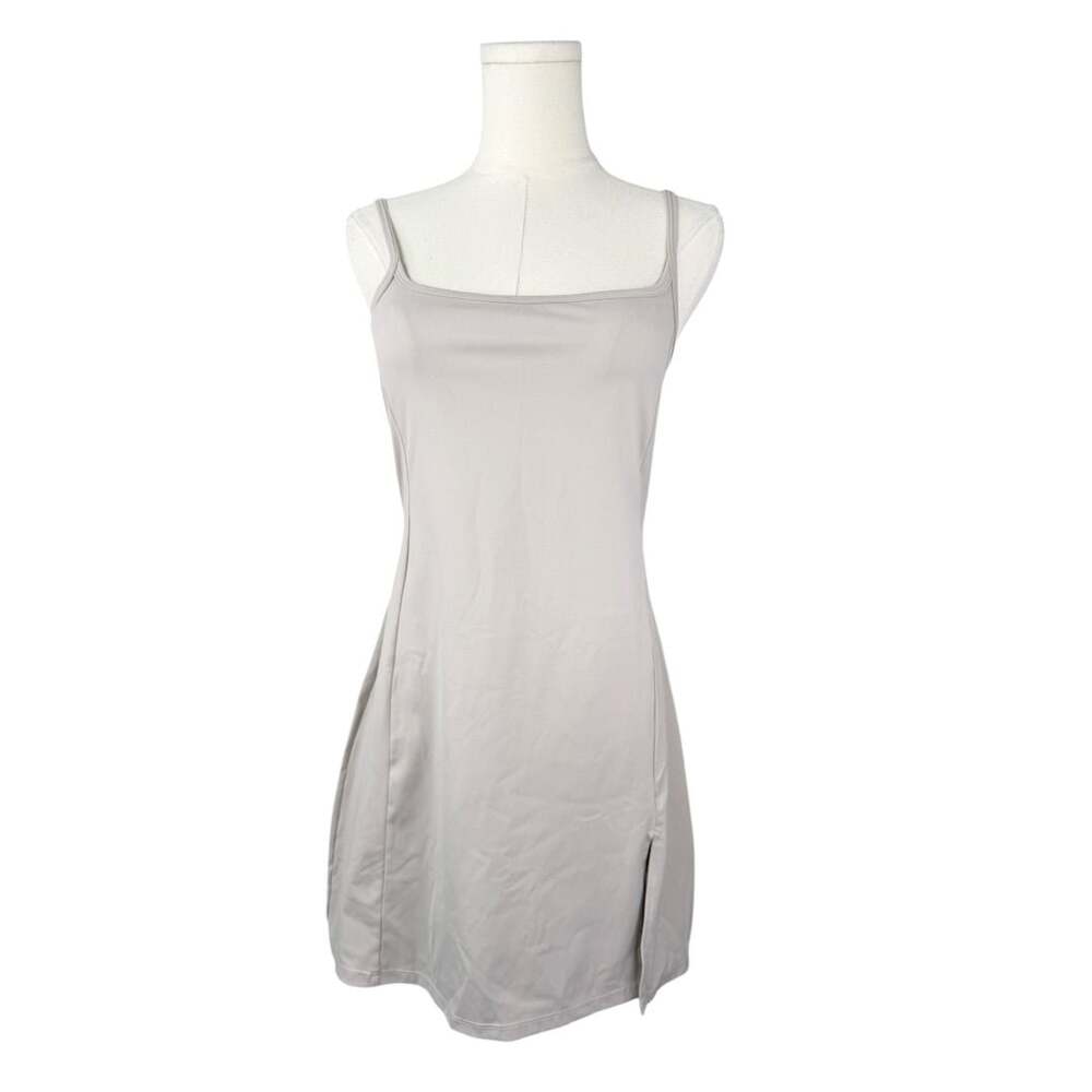 Qinsen Women's Spaghetti Strap Tan Active Mini Tennis Dress Sz. M